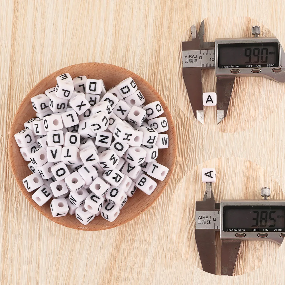 80Pcs 10*10MM Square White Letter Acrylic Beads A-Z Cube Loose Spacer Alphabet Beads For Jewelry Making Diy Accessories image 5