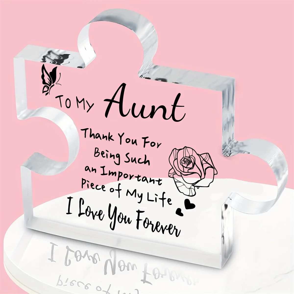 Auntie gift, Aunt's carved acrylic puzzle shaped plaque, a fun birthday and Christmas gift for Auntie