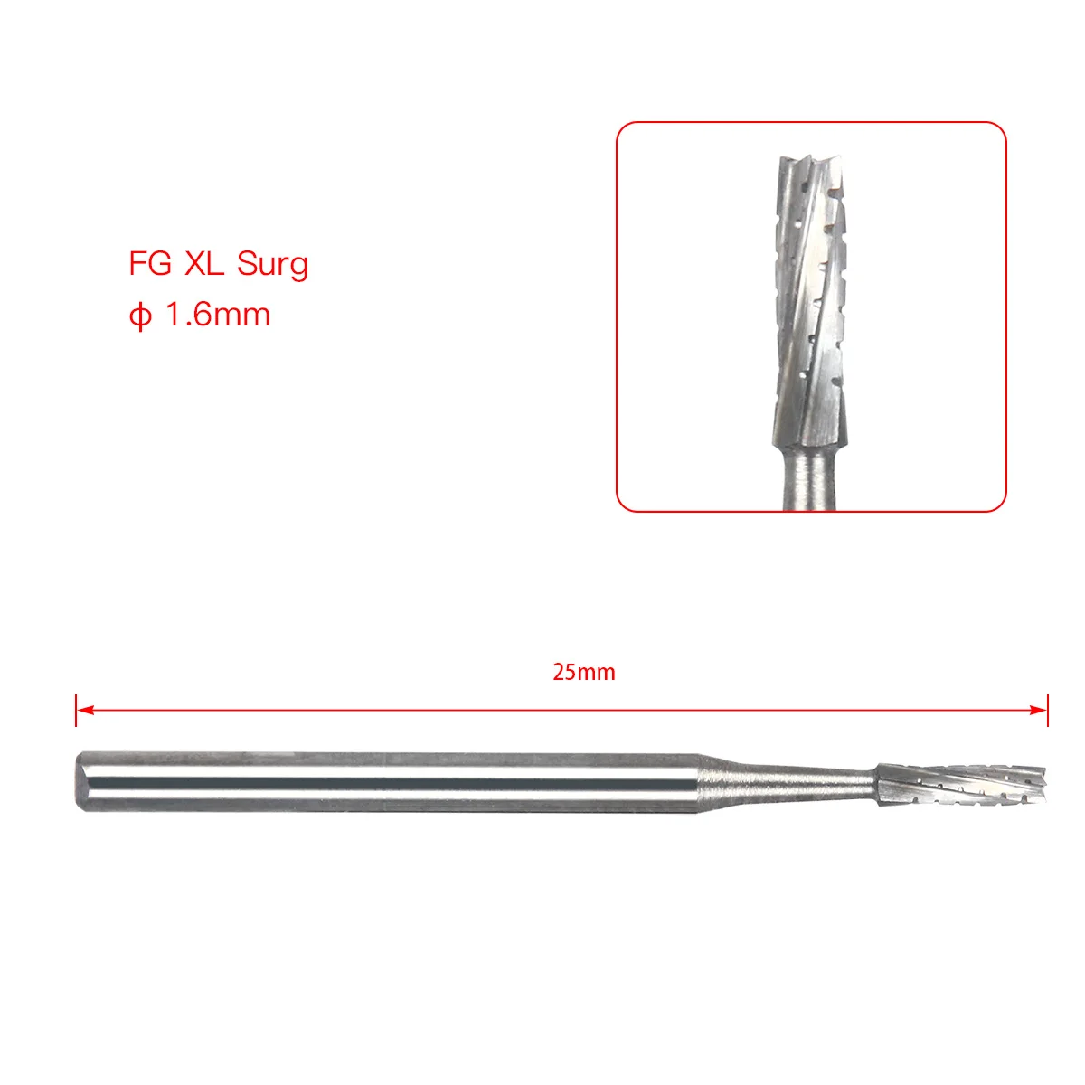 AZDENT Dental Chirurgische Hartmetallbohrer 25 mm Bohrer FGXL 4/6/8/557 Polierbohrer für Hochgeschwindigkeitshandstück Zahnmedizinwerkzeug – Detail 12