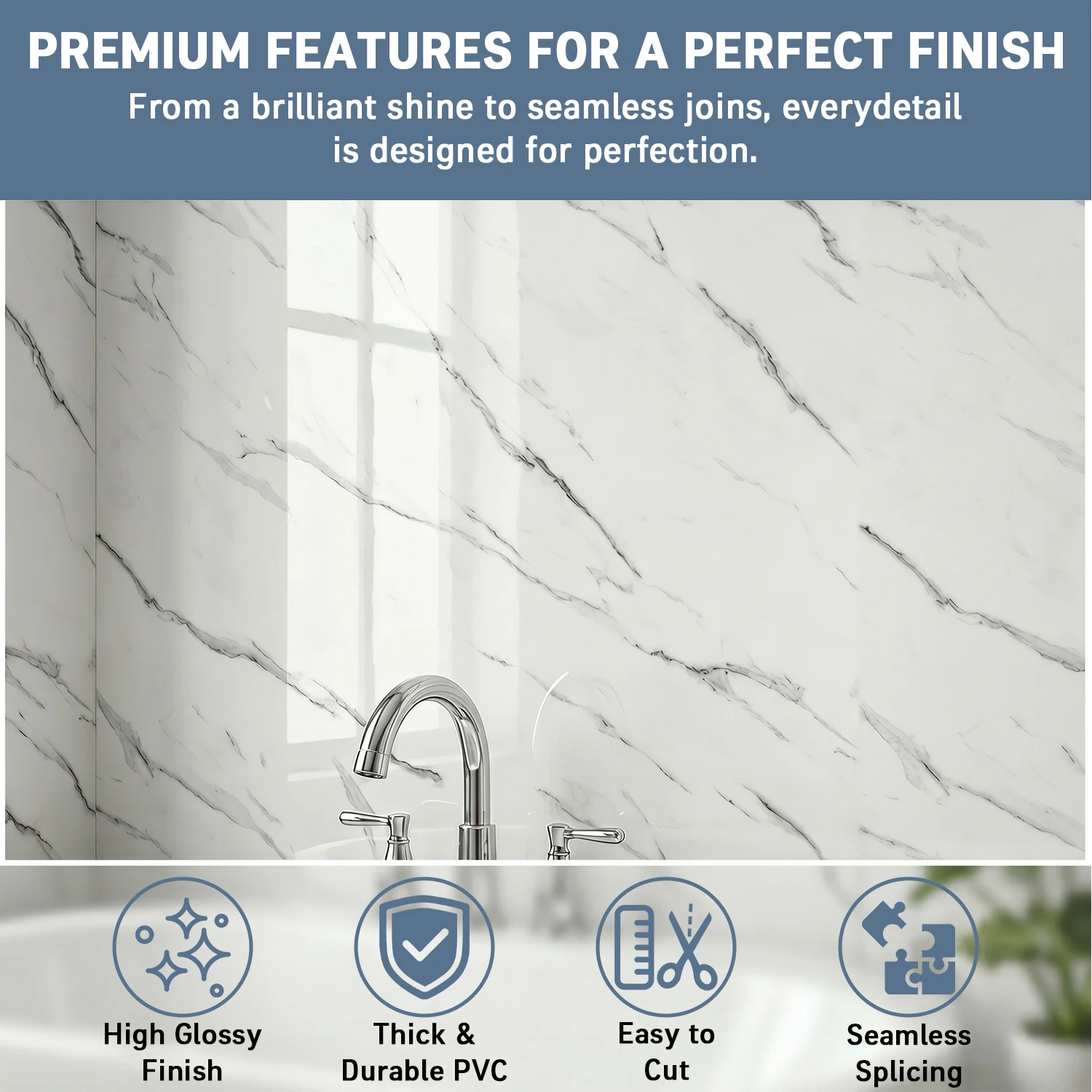 20/40pcs 30x30cm PVC Marble Wall Stickers-Peel & Stick Self-Adhesive Thickened Tile Sticker with 2/4pcs Scraper Mold-proof Oil-proof Waterproof Stain Resistant Tile Stickers Floor for Kitchen Bathroom Ins Style Home Decor - view 3