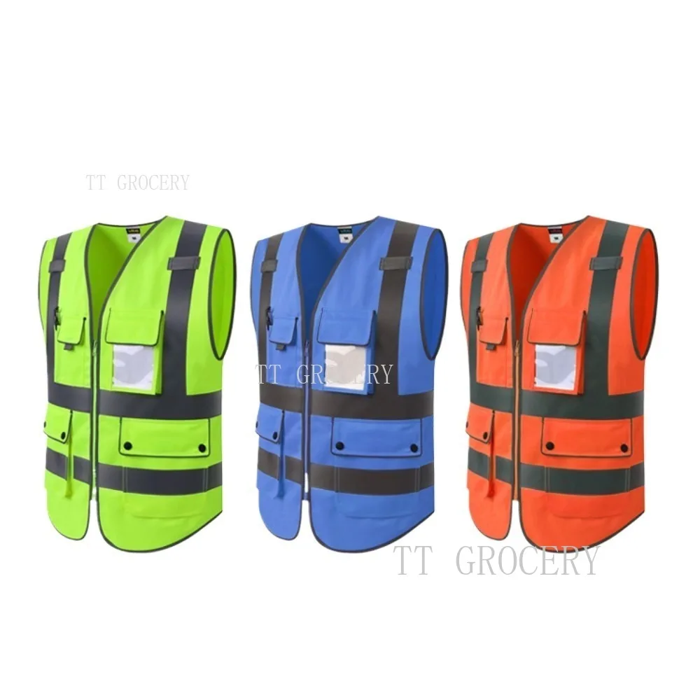 Surveyor Safety Outdoor Worker Motorcycle Jacket Fluorescent Signal Vest Reflective High Visibility Vest for Men Woman