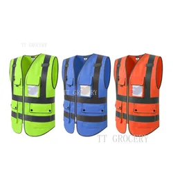 Surveyor Safety Outdoor Worker Motorcycle Jacket Fluorescent Signal Vest Reflective High Visibility Vest for Men Woman