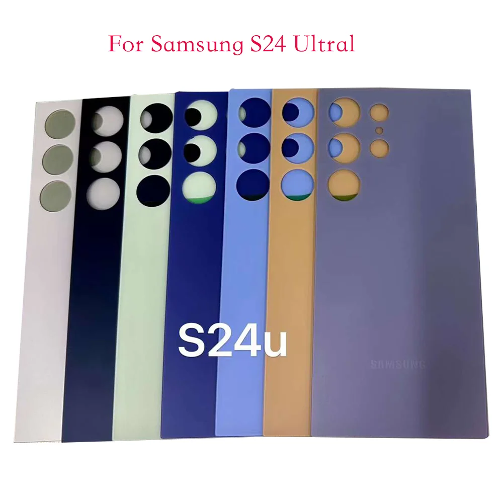 For Samsung Galaxy S24 Ultra Glass Battery Cover Back Lid Door S24 Ultra Rear Housing Case With Camera Lens Adhesive