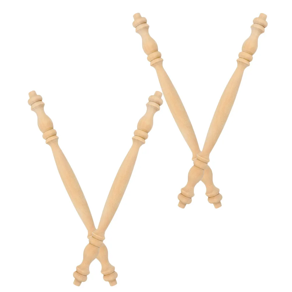 4Pcs Unfinished Wood Spindles Roman Column Baluster Design Decorative Wood Craft Spindles for Furniture Repair Decoration