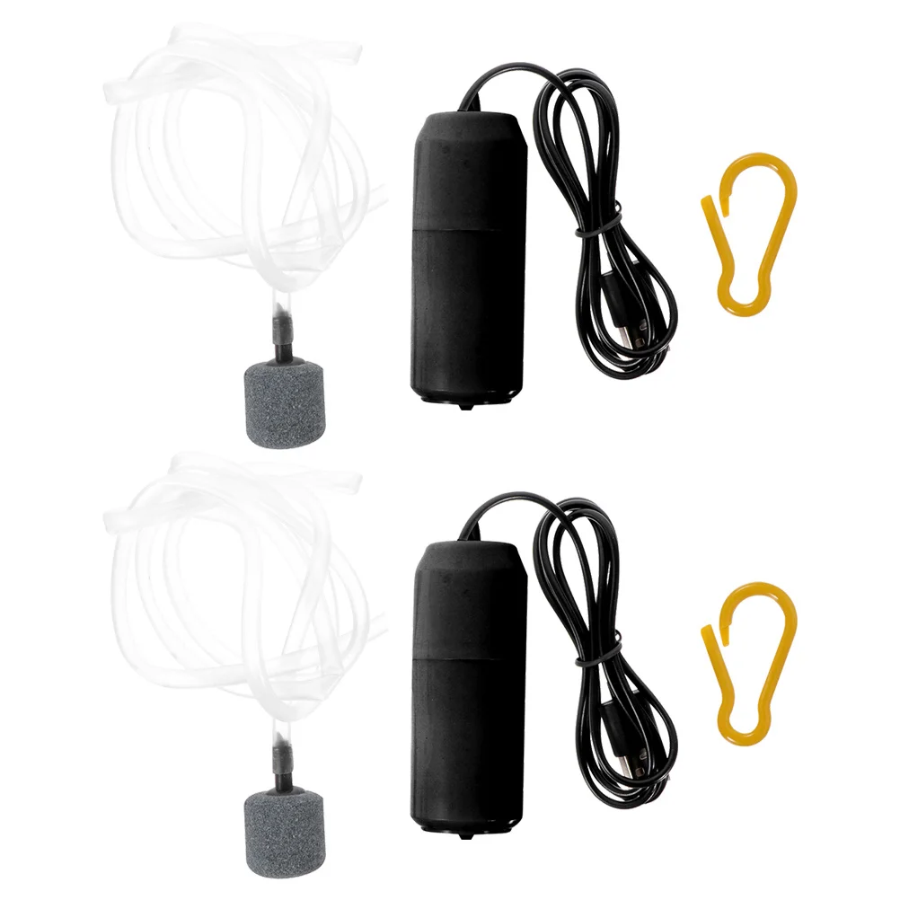 2 مجموعات الأكسجين مهوية مضخات USB حوض السمك مضخات الهواء الصغيرة خفيفة الوزن خزان الأسماك الصامت الأكسجين الفوار حوض السمك مضخة هواء