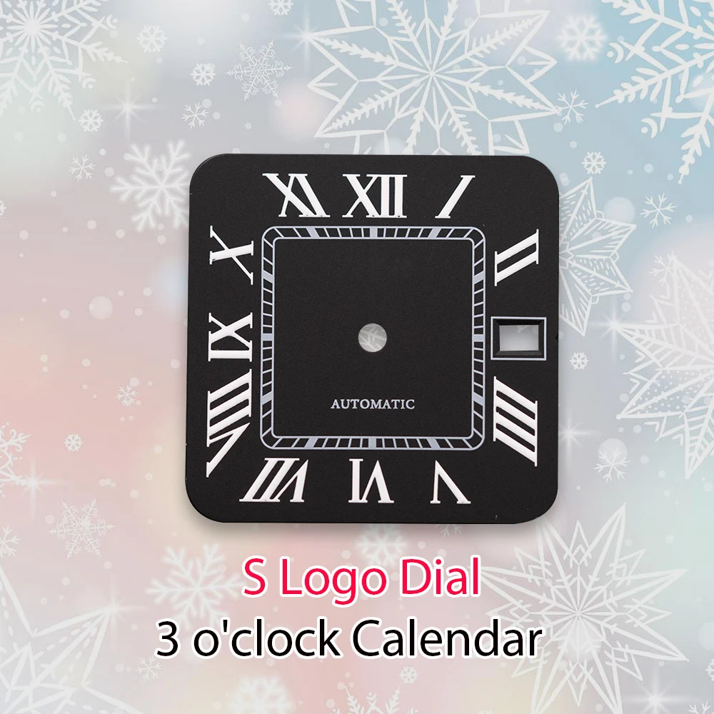 27mm S Logo NH35 Rome Square Dial 3 o'clock calendar Or 6 o'clock calendar Fit NH35 NH36 Movement Watch Modification Accessories