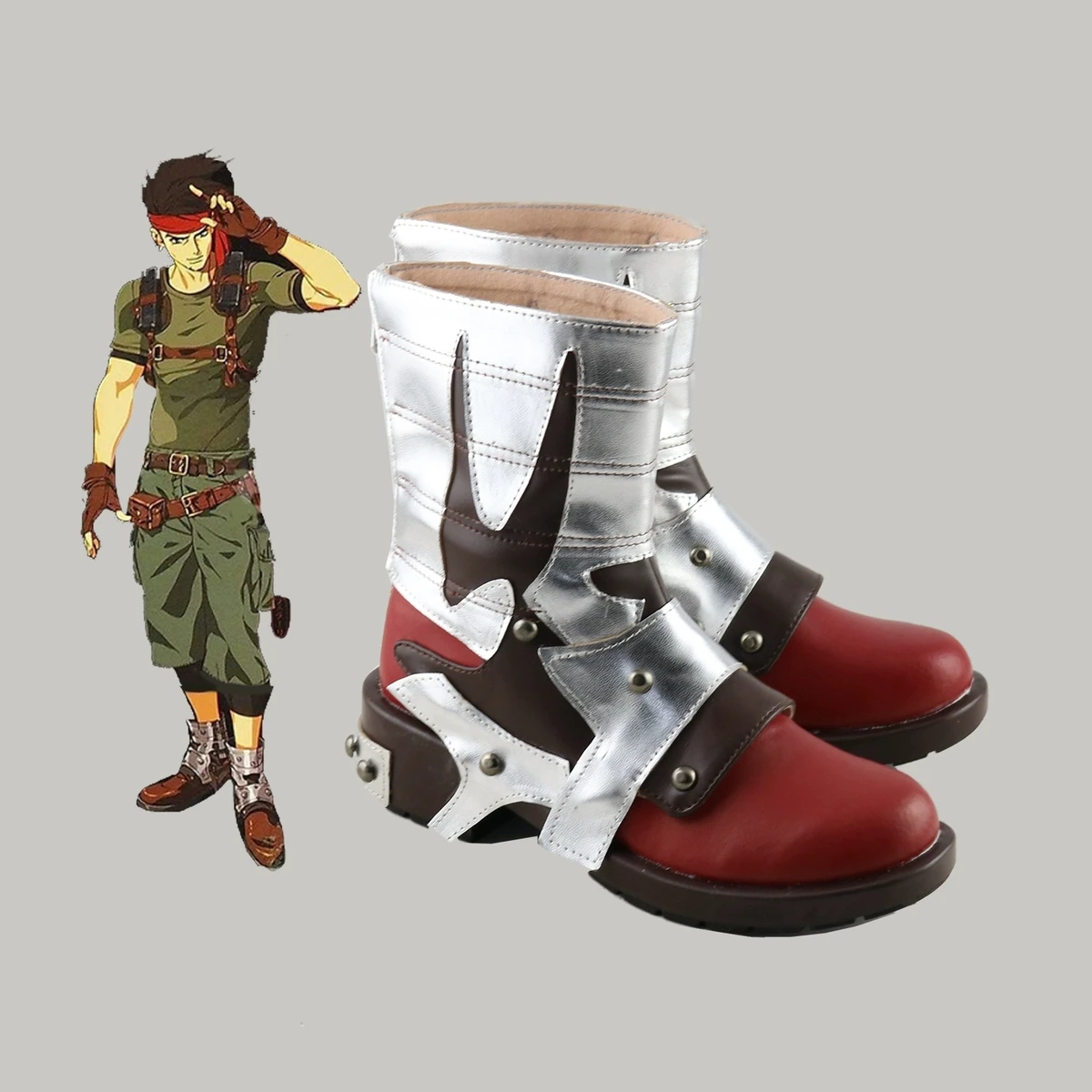 Zapatos de Cosplay para fiesta de Carnaval y Halloween, botas, disfraz personalizado, Final Fantasy Biggs