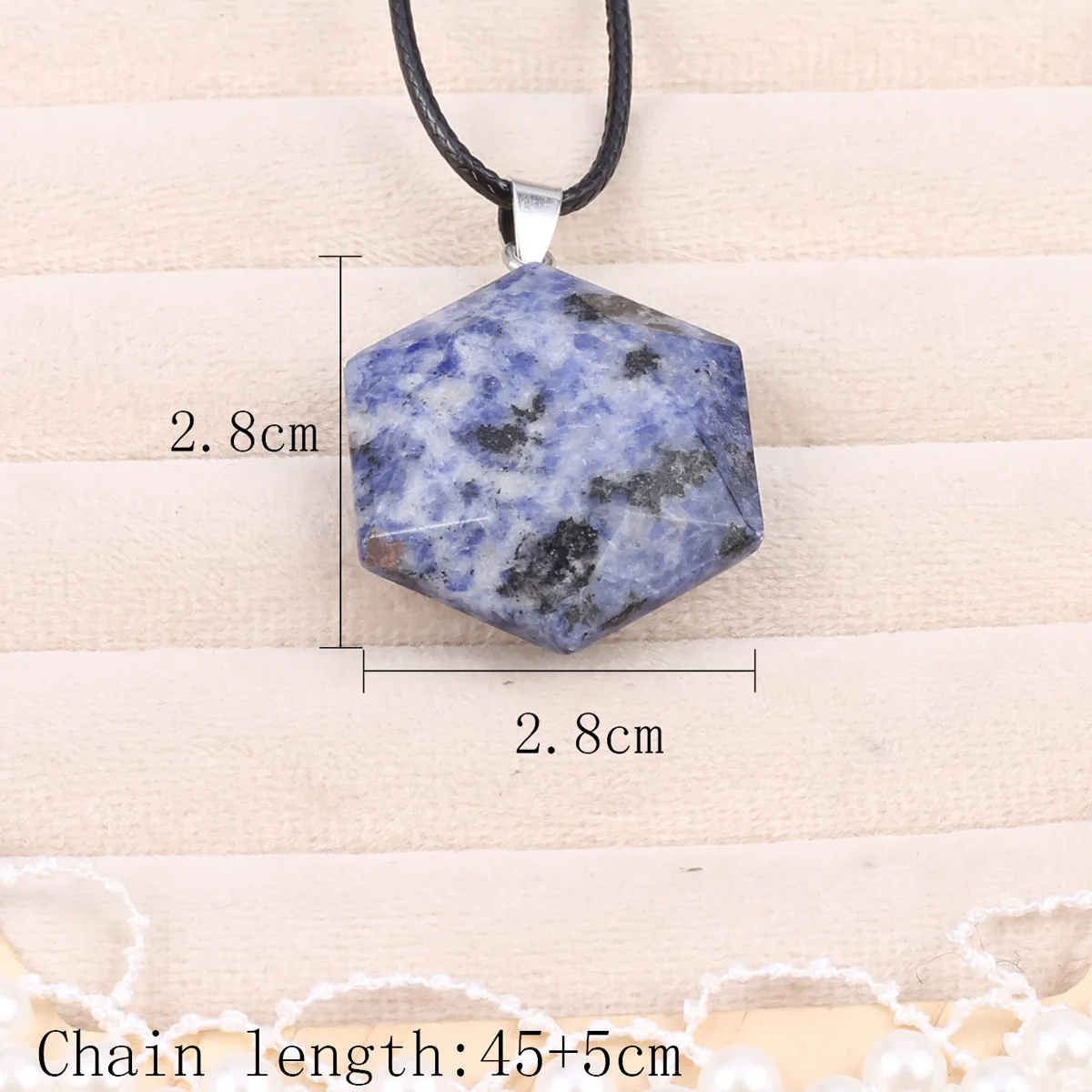 Charm Natural Stone Amethysts Green Aventurine Hexagonal Pendant Necklace Reiki Neutral Style Jewelry Charm Gift 28x28mm