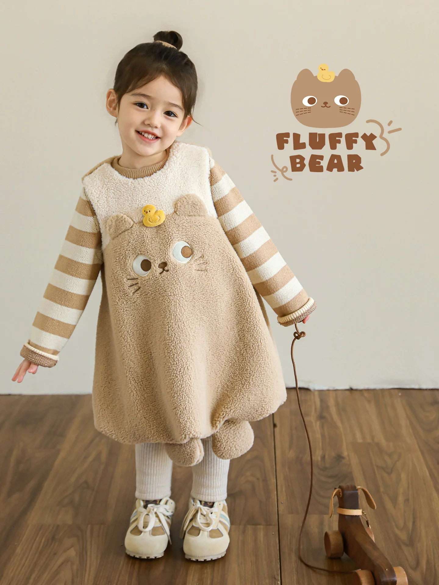 

Girls 2025 Bloomer Vest Dress Thermal Plush Velvet Lined Sleeveless Unicorn Frost Layering Set Christmas Gift Kids 1-7 Years