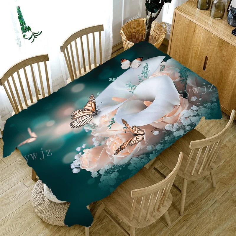 Morning Glory Flower Tablecloth Home Living Room Dining Table Coffee Table Antifouling Tablecloth Outdoor Retro Picnic Cloth