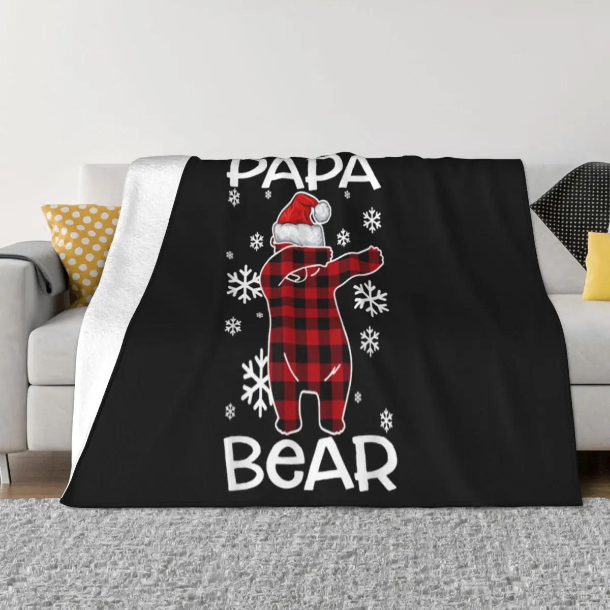 Original Papa Bear Pajama Dabbing Santa Christmas Family Ugly Hot Any Logo Discount Throw Blanket