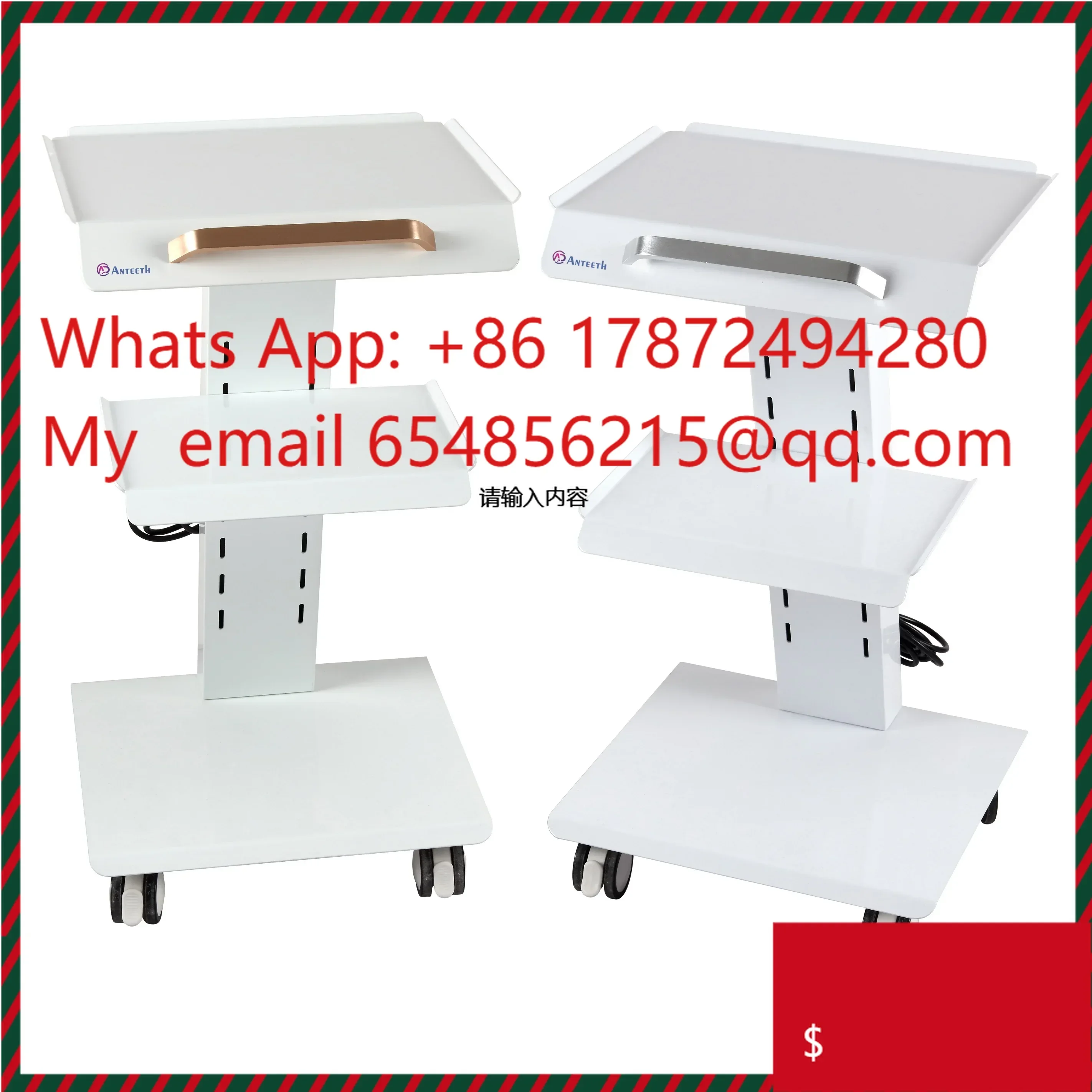 Mobile 3 Layer Socket Beauty-  Beauty- Salon Trolley Stainless Steel Dental- Tool Cart Furniture White Salon Trolley