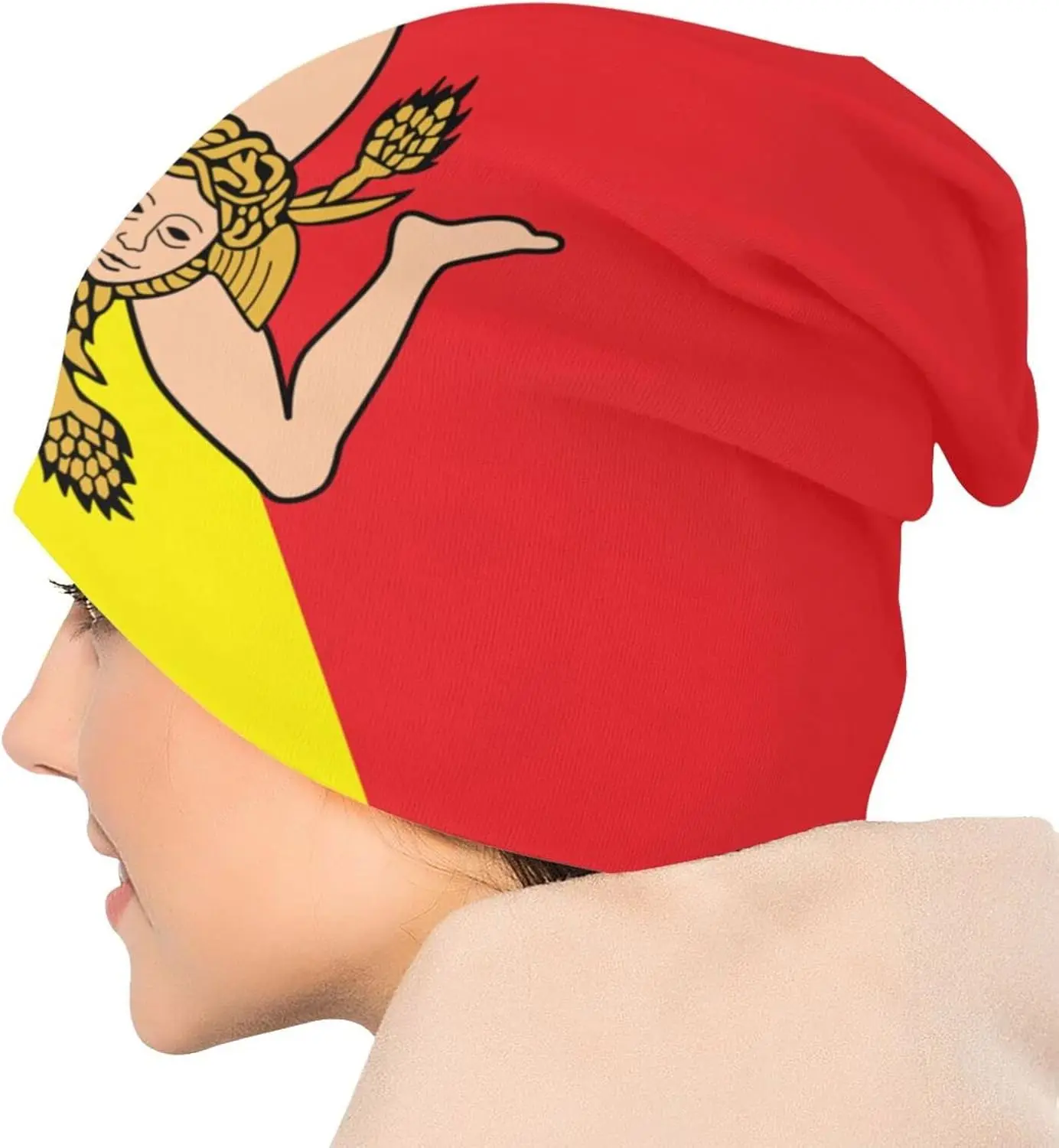 Sicilian Flag Beanie Hats Skull Cap Adult Knit Hat Soft Balaclava Baggy Hat Outdoor for Mens Womens 6