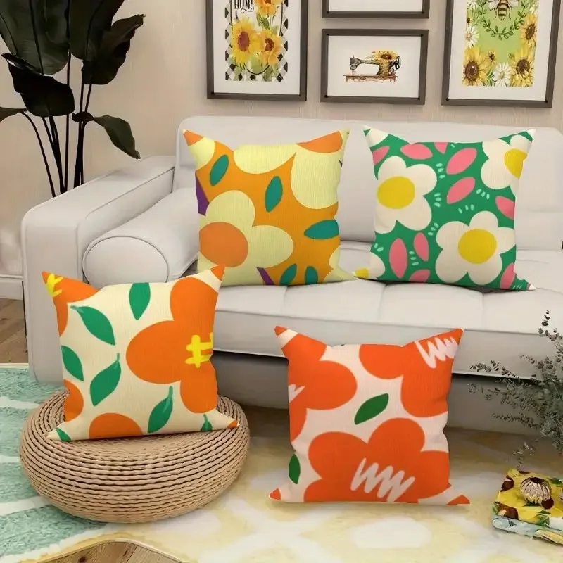 Modern Flowers and Symbols digital printing pillow cover Short plush Suitable living rooms bedrooms sofas throw cushion cover