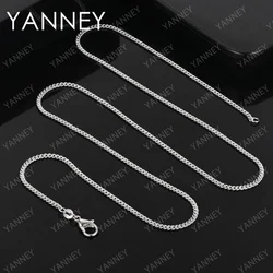 925 Sterling Silver 2MM 16-30 Inches Side Chain Necklace Women Men Fashion Charm Wedding Party Hip Hop Jewelry