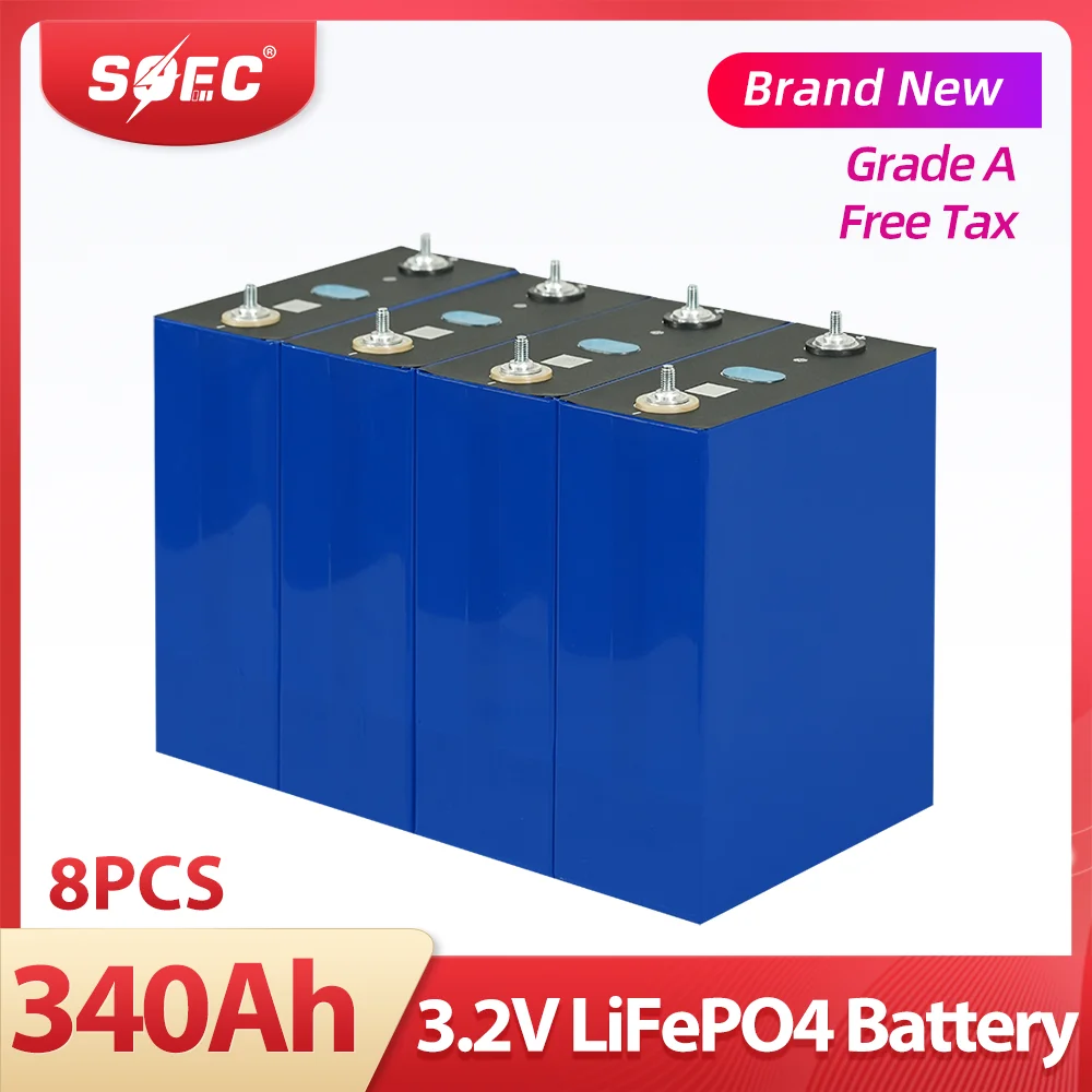 SOEC 8PCS 3.2V 320Ah 280Ah 240Ah 202Ah Lifepo4 Battery Rechargeable Lithium Iron Phosphate Cell 12V 24V Batteries EU US  NO Tax