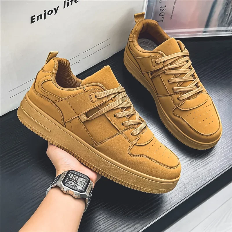 2024 New Men’s Casual Sports Shoes Comfortable in All Seasons Breathable Versatile Sneakers Khaki Air Force Flat Shoes for Men