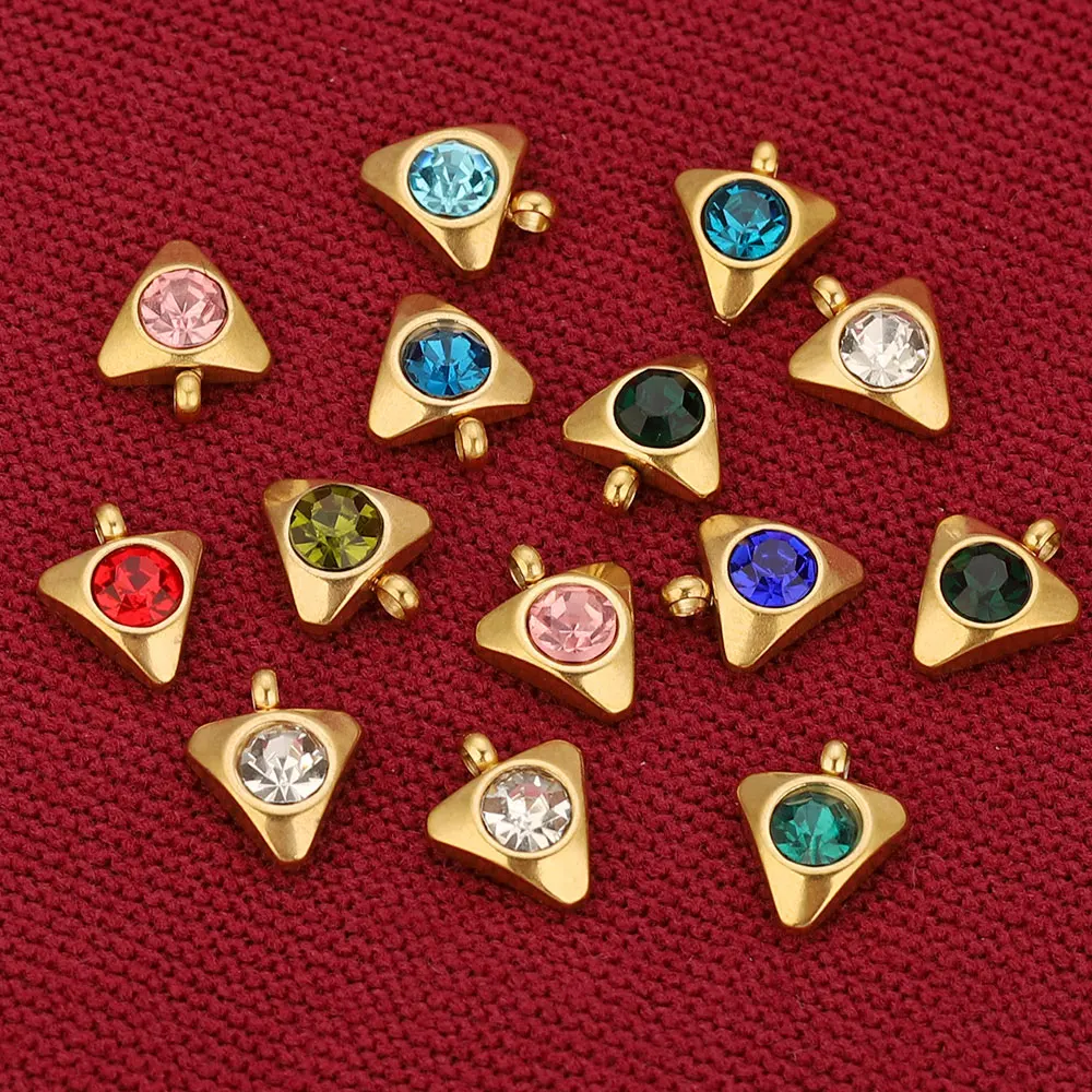 20 قطعة مثلث من الفولاذ المقاوم للصدأ دلايات صغيرة قلادة كريستال حجر الراين سحر DIY بها بنفسك أقراط سوار لوازم المجوهرات الحرف اليدوية