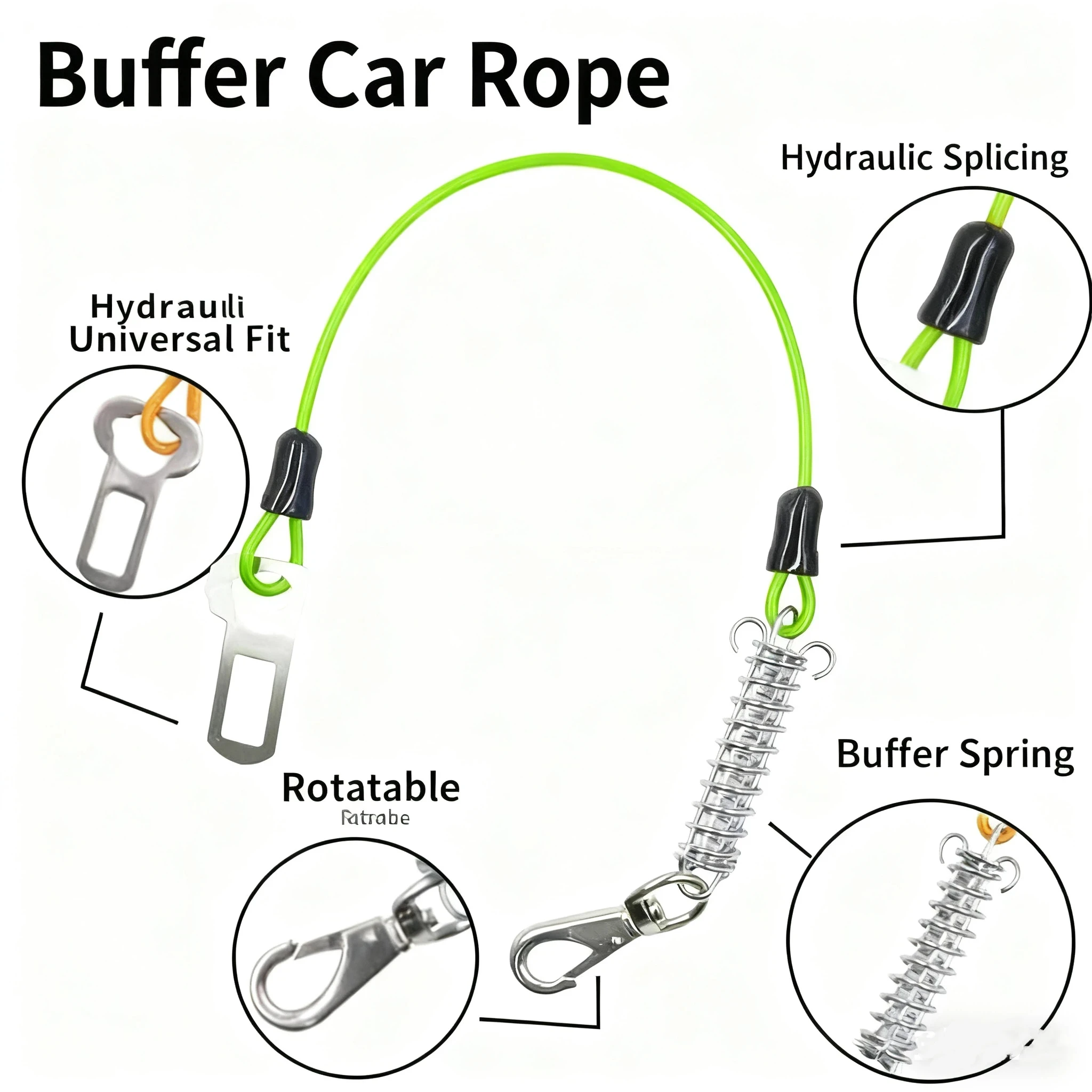 Chew-Proof Pet Car Safety Belt Dog Car Harness Shock Absorber Spring Retractable Seat Belt Pet Leash Attachment Travel Essential