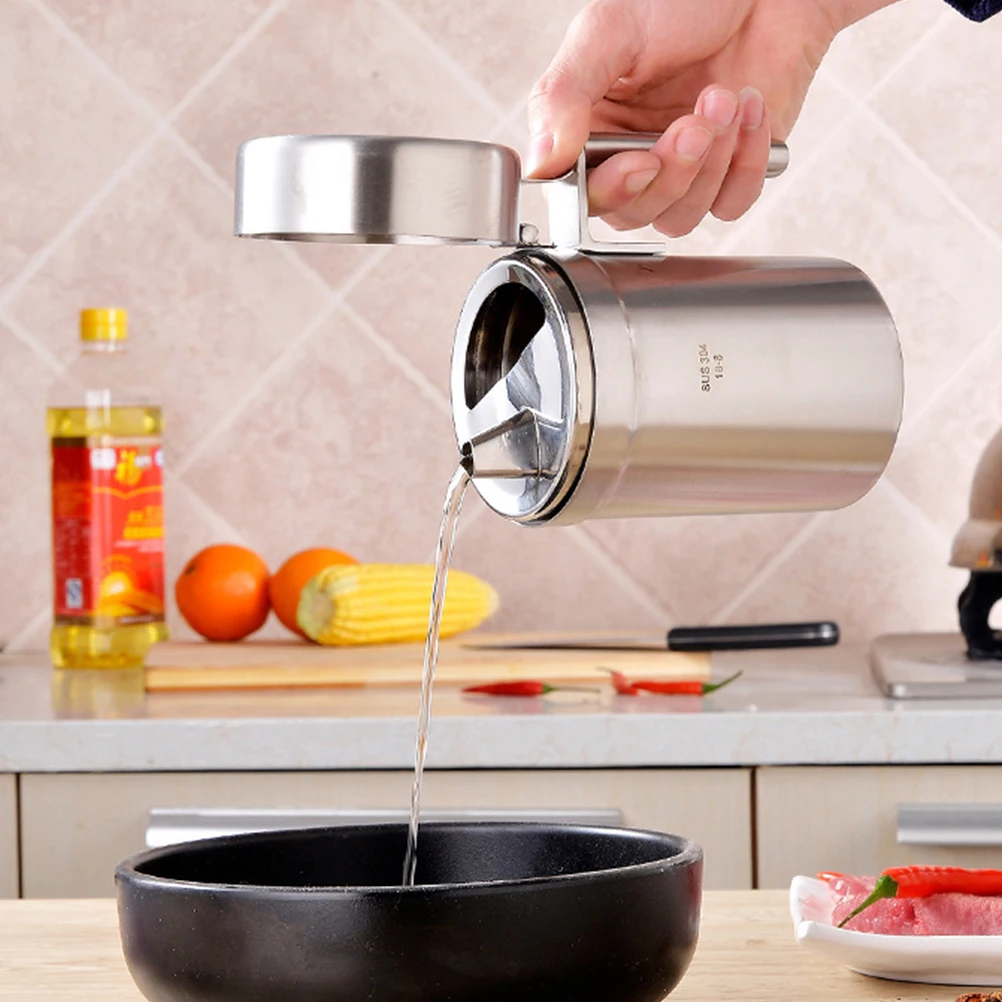

Stainless Steel Container Anti-Drip Spout Hot Storage Can Multi-Function Sauce Bottle Kitchen Essential Dispenser Household