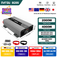 DATOUBOSS SAK Pure Sine Wave Car Inverter DC12V-24V to AC220V-240V 50Hz Portable Voltage Converter 1500W 2000W Continuous Output