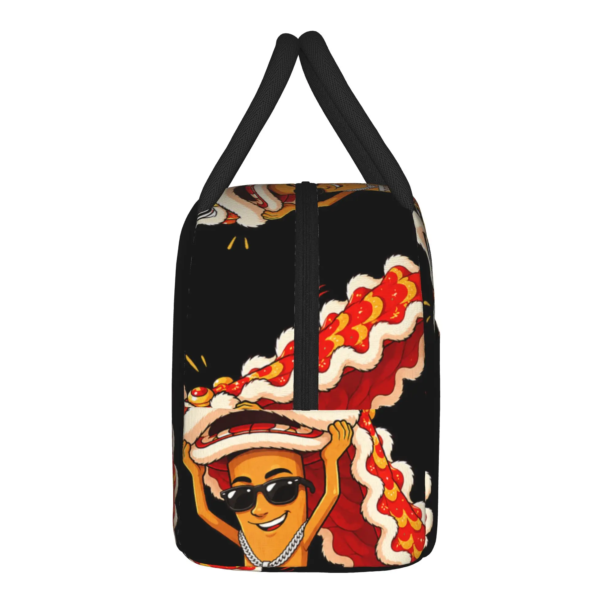 Lion Dance Celebration Brainrot Tung Sahur Lunar New Year Lunch Bag For Men Print Lunch Box Outdoor Picnic Cooler Bag Lunch Bags