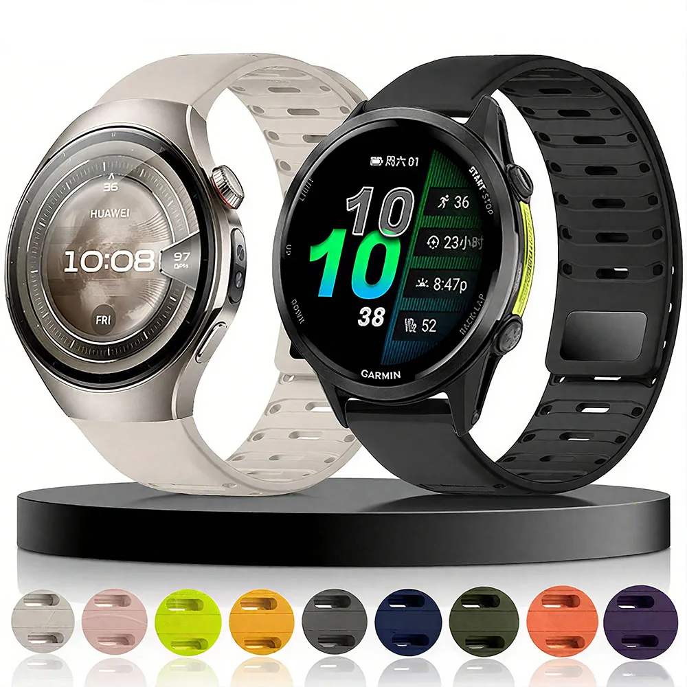 22 مللي متر سيليكون حزام لساعة هواوي 5/4/3 GT5-4-3-2 46 مللي متر سوار مغناطيسي Amazfit Bip 5-6/التوازن 2/Garmin Forerunner 976 965