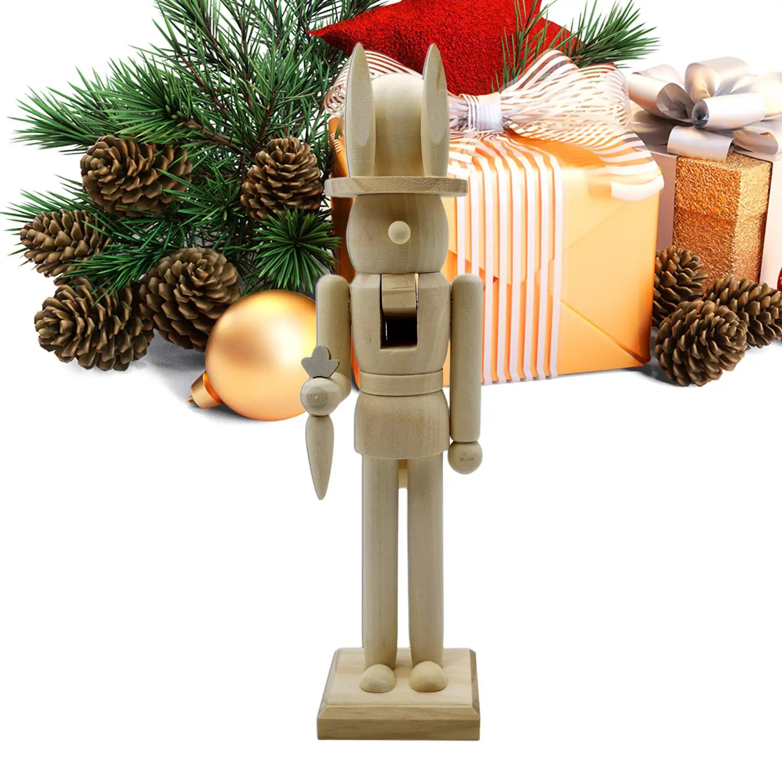 DIY Christmas Nutcracker 30.8cm Festive Paintable Wood Figurine Nutcracker Puppet King Soldier Decoration for Home Living Room