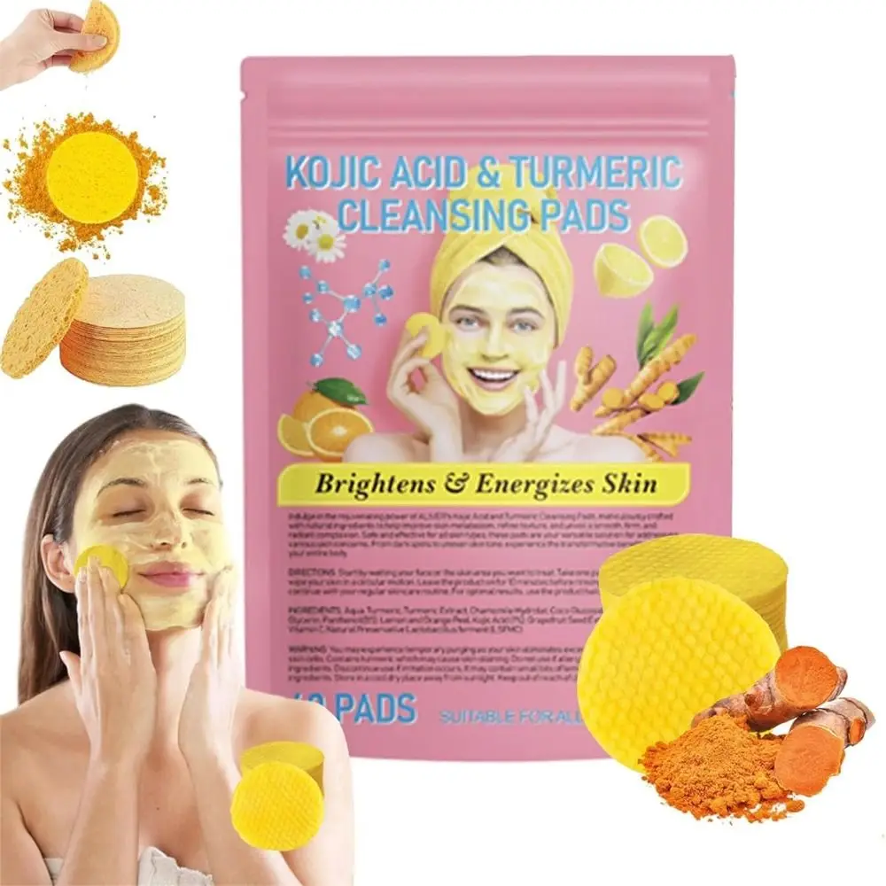 for Facial Cleansing Turmeric Cleansing Pads Exfoliating Enriched Vitamin C Natural Turmeric Face Cleansing Pads Gentle Portable