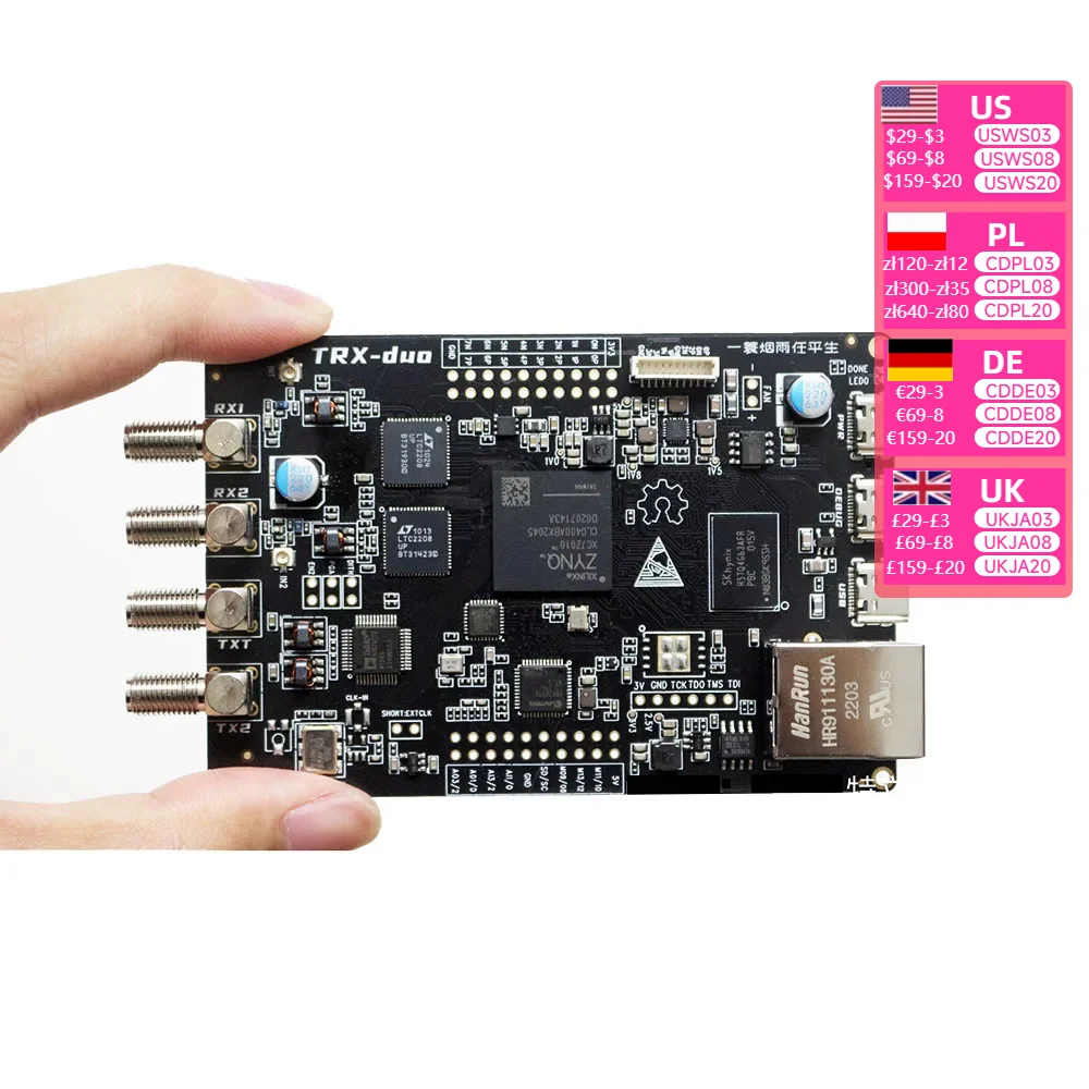 TRX-duo 16bit ADC LTC2208 SDR Wireless Receiver 10KHz-60MHz Signal Source Spectrum Analyzer used with HDSDR