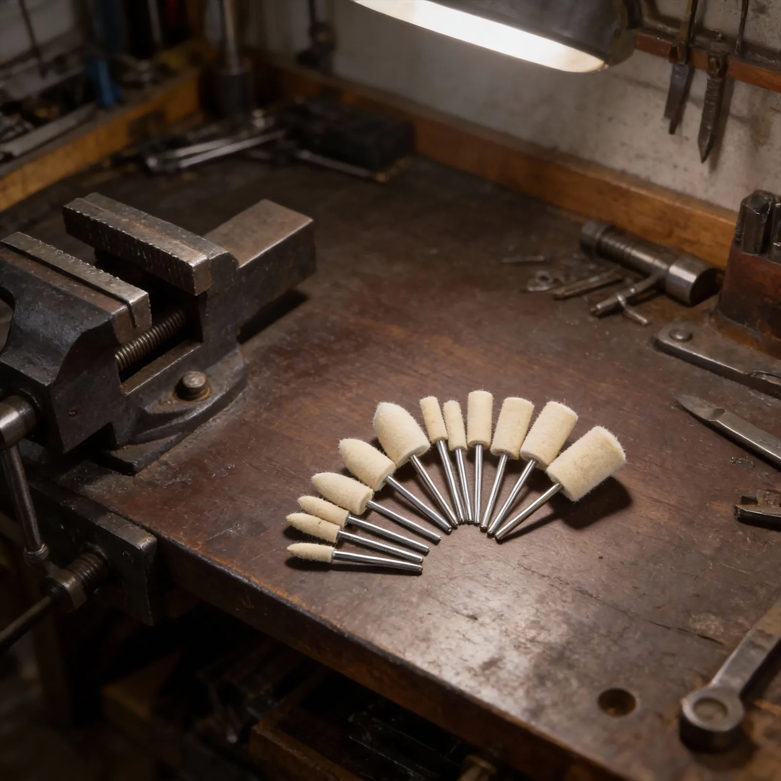 Rotary Tool Compatible Wool Grinding Heads 12-Piece Set with 2.35 mm Shank for Effective Polishing of Various Materials