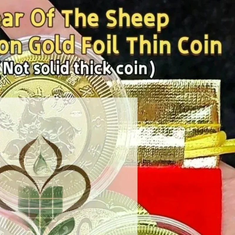 1Pcs 2027 Year Of The Sheep Good Fortune Lucky Coin Imitation Gold Foil Souvenir Coin New Year Gift
