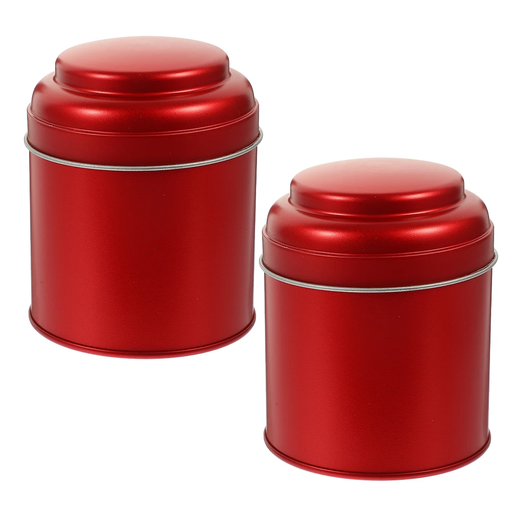 

2pcs Tea Storage Canister Airtight Iron Containers for Loose Leaf Coffee Sugar Jars Metal Tin Boxes Home Decor Round Sealed