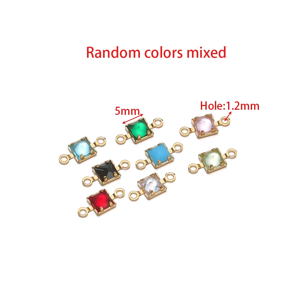 20 Stück Edelstahl-Anhänger in Oval- und Quadratform mit Kristallglas für Ohrringe, Charms, Halsketten, Armbänder, Material für DIY-Schmuckherstellung – Detail 1