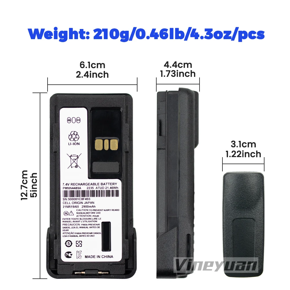 PMNN4489A Li-ion Battery 2900mAh Large Capacity for Motorola GP328D+ GP338D+ P8668I APX900 DGP5050E DGP5550E DGP8050E DGP8550E