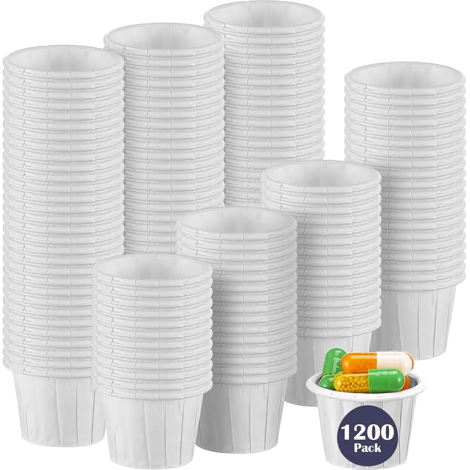 

1200 Pcs Paper Medicine Cups 0.5 oz Disposable Condiment Small Paper Souffle Portion Cup for Medicine Pills Samples, Med