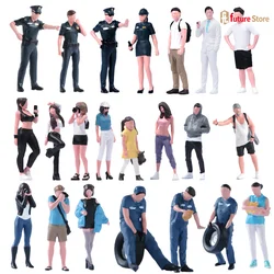 Miniature 1/64 Beauty Female Leisure Male Policeman Painted Figure Street Scene Figurine Sand Table Photography Prop Craft Model