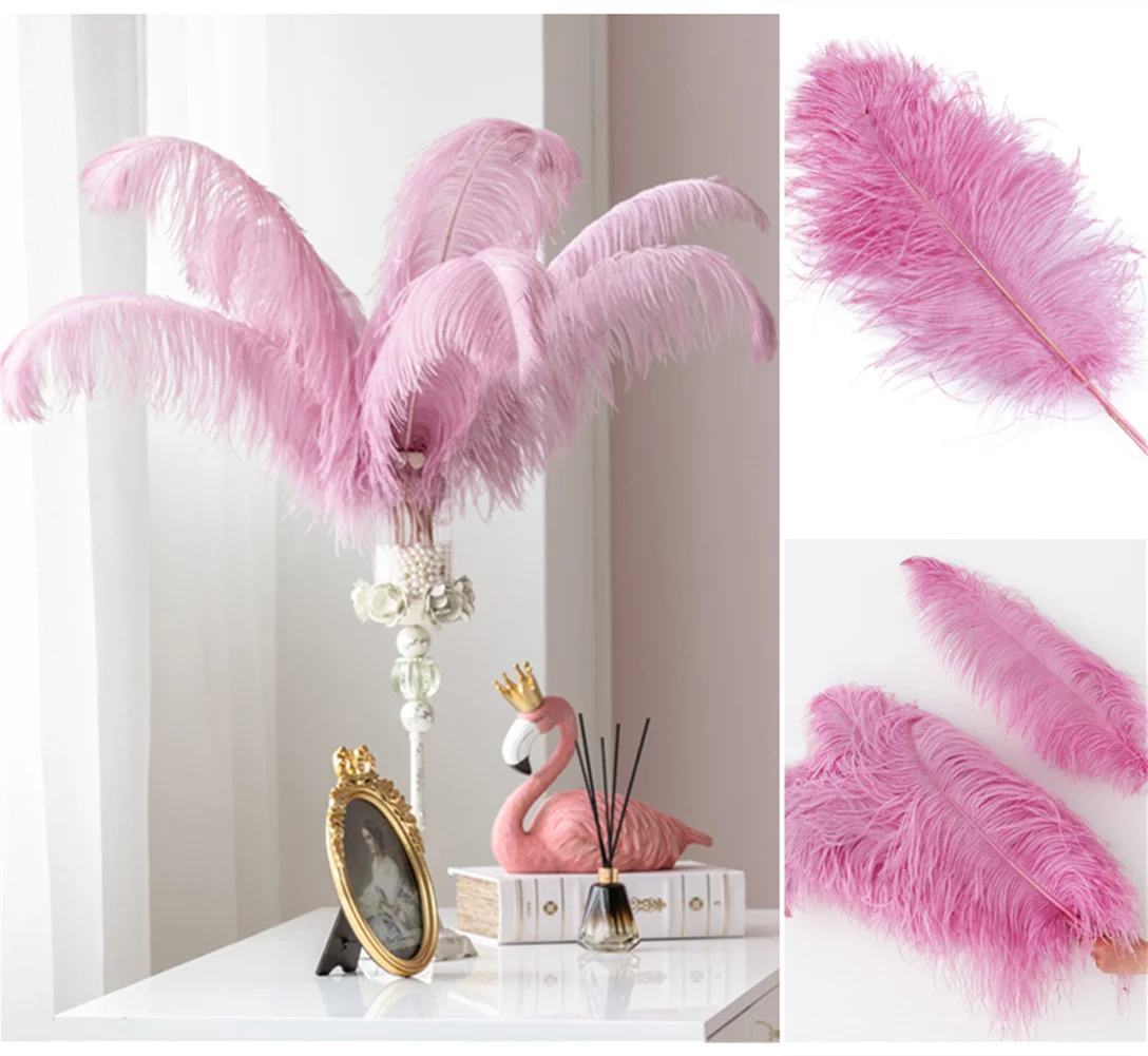 10pcs/lot Natural White Ostrich Feathers 15-50cm Big Plumas for Wedding Home Decoration Ostrich Plumes Table Centerpiece Crafts