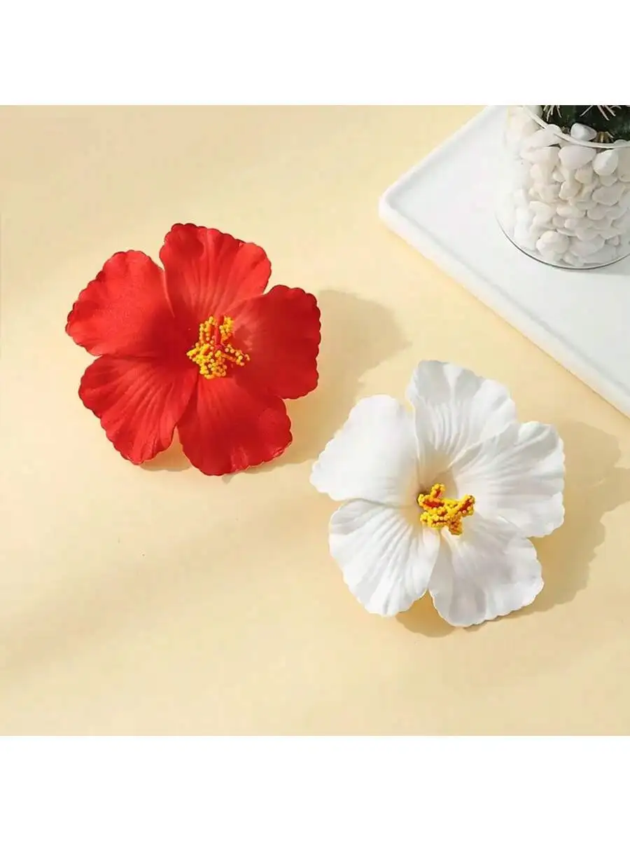 Hibiscus Floral Hair Clips Set for Women