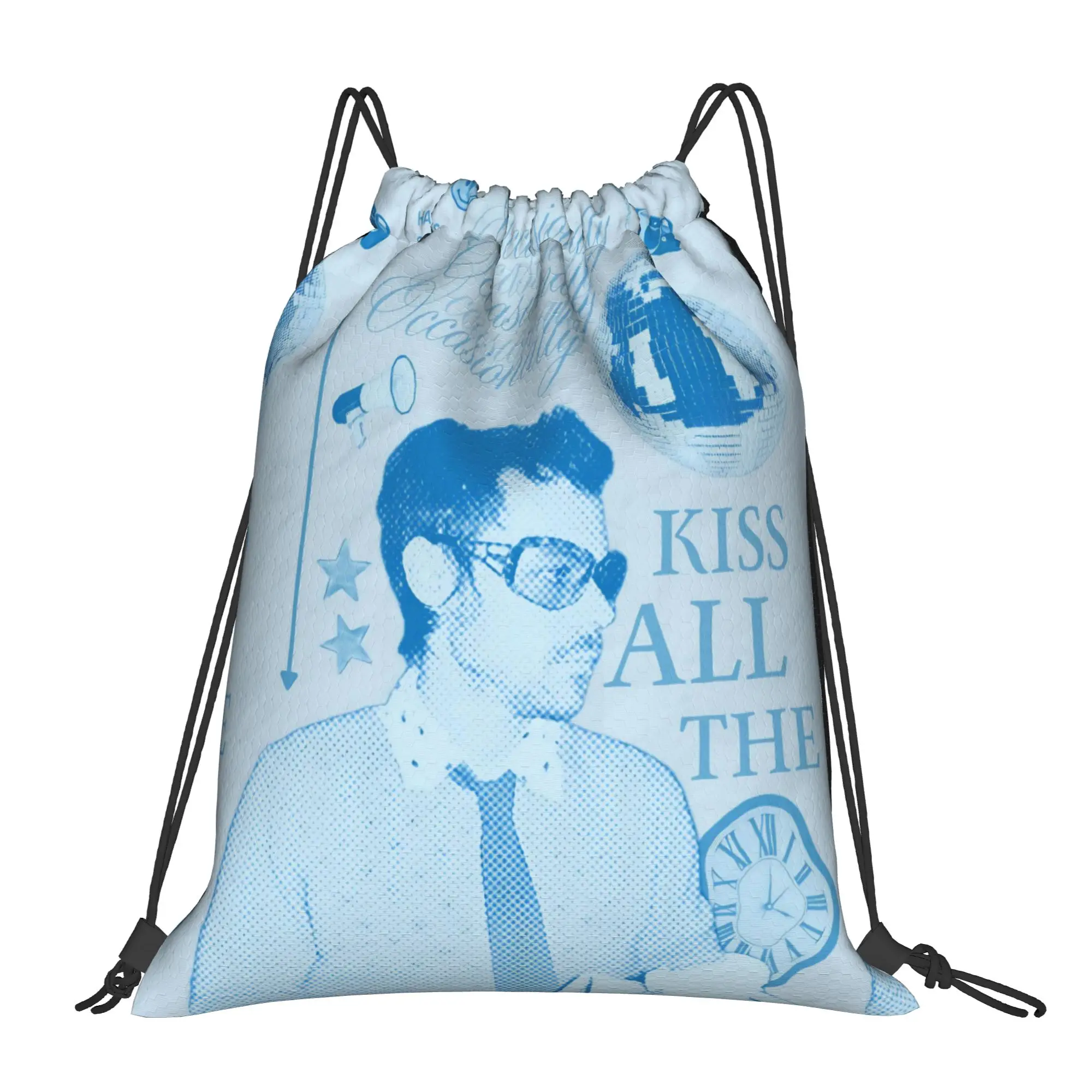 Kiss All The Time Disco Bag Drawstring Backpack Gym Sackpack Water Resistant Harrys Music Styles String Bags 36cm (W) x 43cm (H)