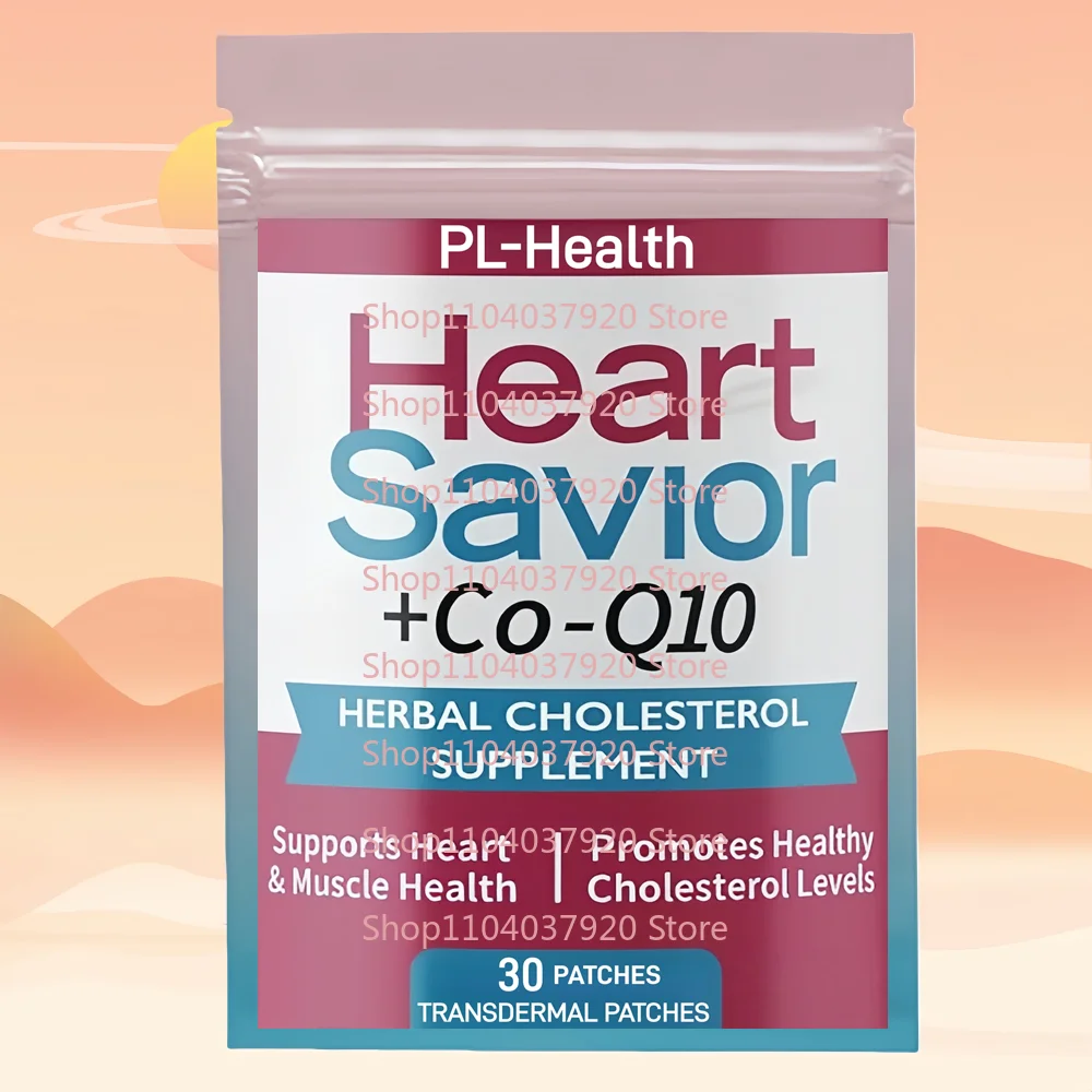 30 Plastrów Heart Savior Transdermal Patches z CoQ10, Czerwonymchleńcem, Niacynam, Policosanolami dla Zdrowia Serca