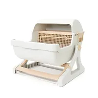 Cat Toilet Extra Large Semi-automatic Pet Toilet Semi Enclosed Cat Litter Box Environmentally Friendly Material