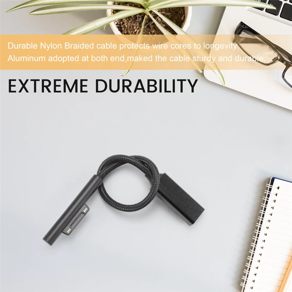 A03V نايلون مضفر للتوصيل السطحي بكابل شحن USB-C لـ Surface Pro7 Go2 Pro6 5/4/3 Surface Laptop Book