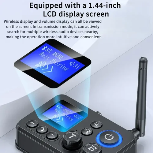 Imagen 2 del producto Receptor y transmisor de Audio Bluetooth 5,4 de largo alcance 7 en 1, RCA, 3,5mm, AUX, USB, Dongle, adaptador inalámbrico estéreo para PC, TV y auriculares