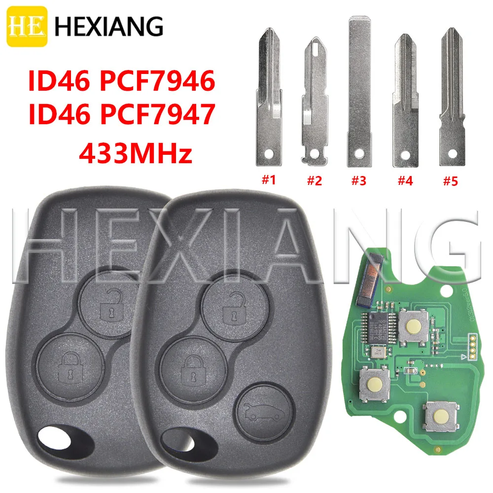 HE ID46 PCF7946/PCF7947 433MHz VAC102/NE73/VA2 Blade Car Remote Key For Renault