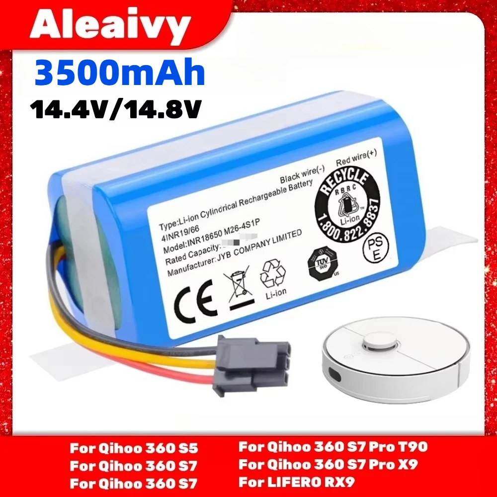

14.4V/14.8V for Qihoo 360 S5 S7 T90 6800mah Robot Vacuum Cleaner Battery Pack Robotic Vacuum Cleaner Replacement Batteries