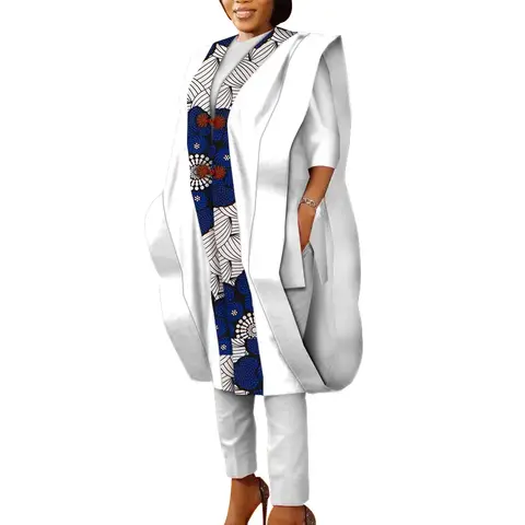3-delat set Ankara afrikanska tryck för kvinnor Agbada morgonrock toppar byxkostymer bomull lösa Dashiki traditionella festkläder Wy5590 12 best sales Ankara-topp - №12