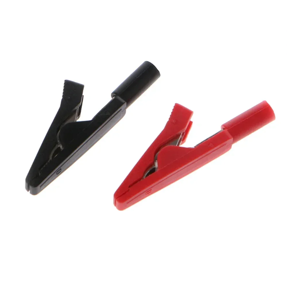 2Pcs Insulated Clip Kit 2mm Banana Female Adapter Meter Test Black+Red Clips 10A/30V AC-60V DC Electrical Project Tool