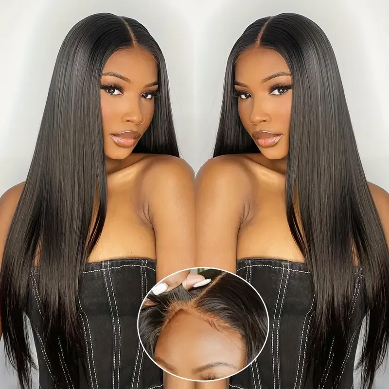 Ready to Wear Glueless Wig Straight 13x4 Transparent Lace Frontal Wig 30 Inch Indian Human Hair Pre Cut 6x4 5x5 Lace Closure Wig