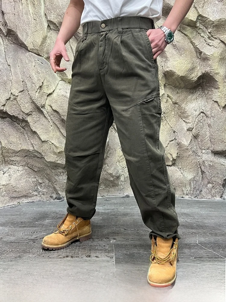 

American Sle Outdoor Men's Cotton Corduroy Patchwork Waed Casual Sports Leisure Pants Youth Straight Leg Trousers